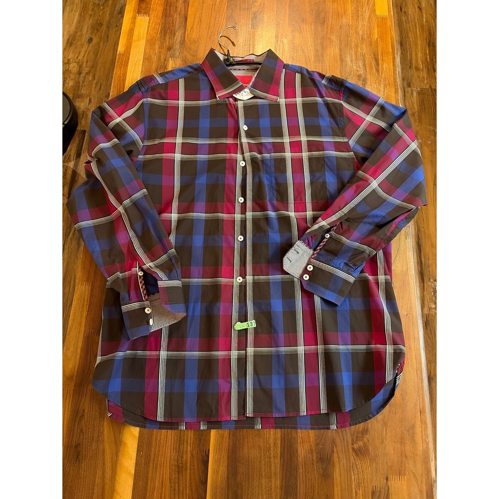 Tommy Bahama Mens XL Plaid Button Down Shirt Long Sleeve Cotton T34464 Burgundy